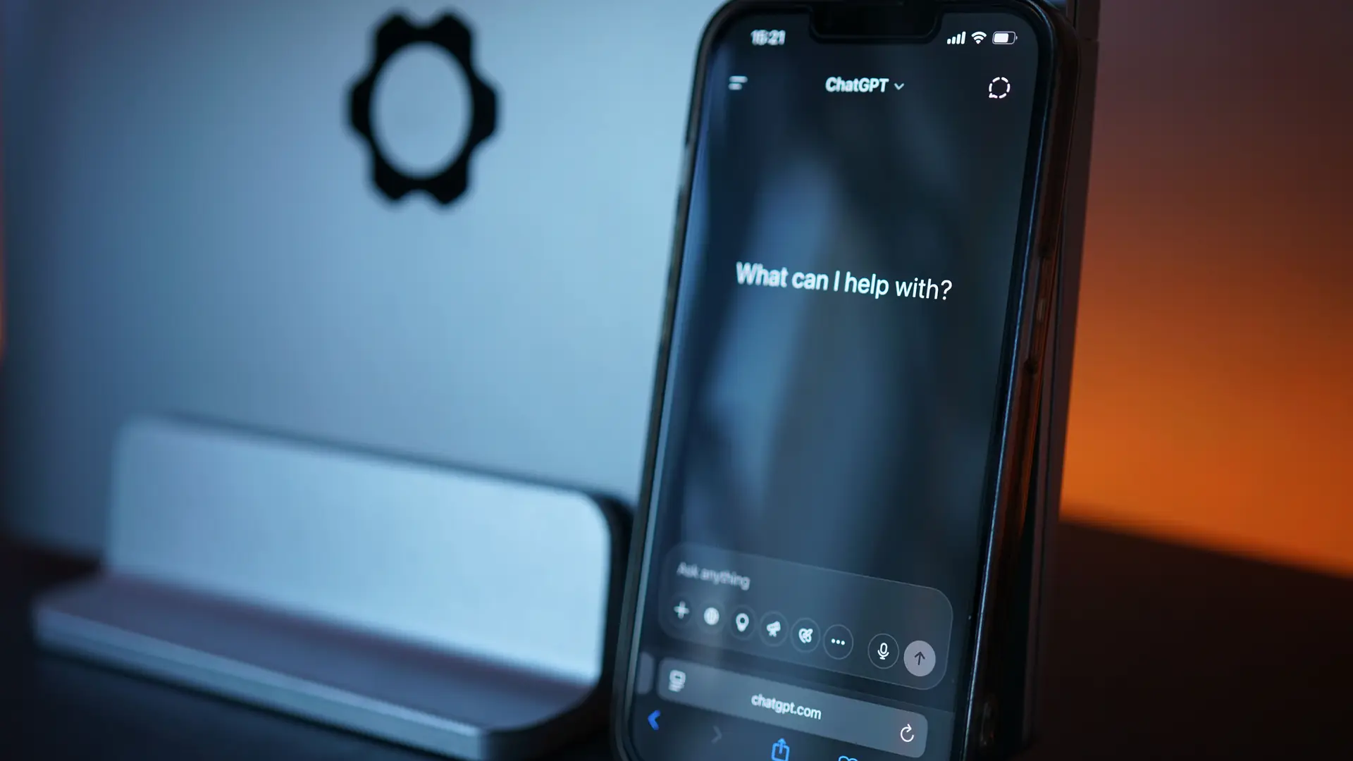 Smartphone showing an AI chat assistant ready for a question