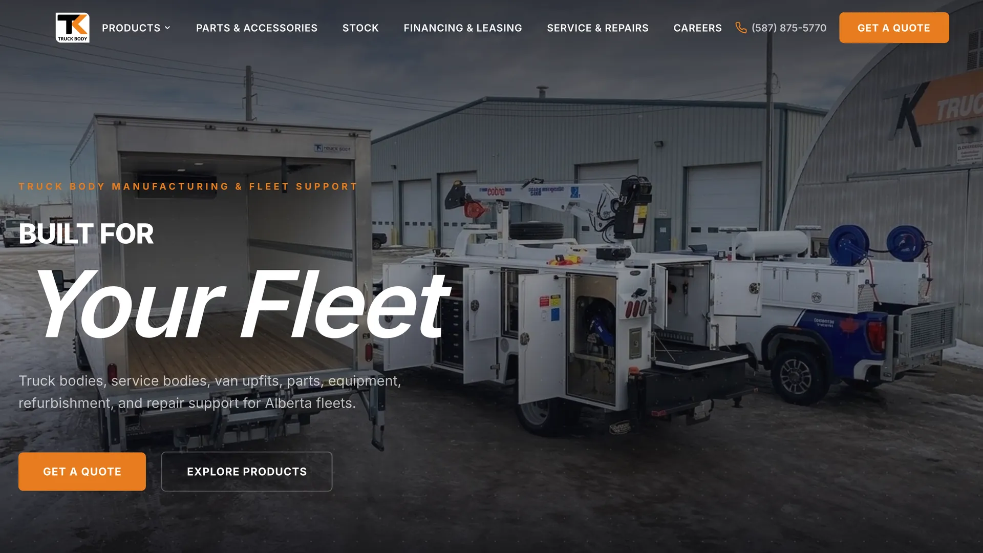 TK Truck Body website homepage